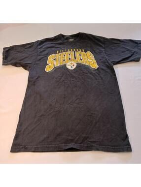 Reebok Short Sleeves NFL Pittsburgh Steelers Black Men's Cotton T-shirt - Small
